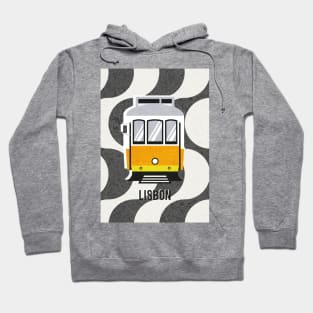 Lisbon trams // print // Portuguese Rossio cobblestone inspiration background lemon lime and marigold transport Hoodie